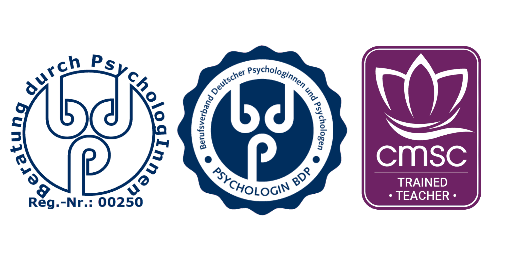 Zertifizierte psychologische Begleitung – Mitglied im BDP, zertifiziert durch den Berufsverband deutscher Psychologinnen und Psychologen sowie das CMSC-Programm für Selbstmitgefühl.